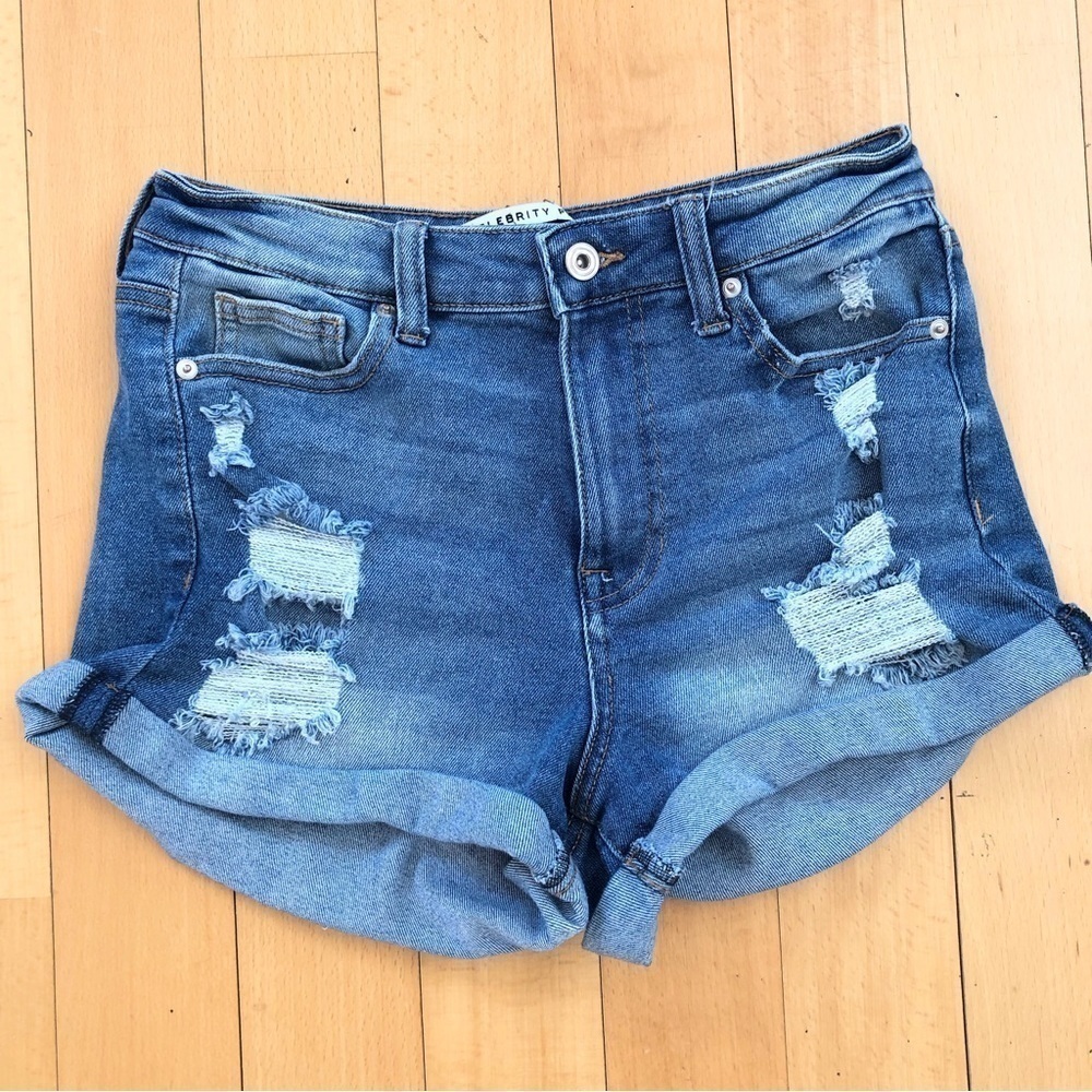 Vintage Celebrity Pink ripped jean cheeky shorts 28